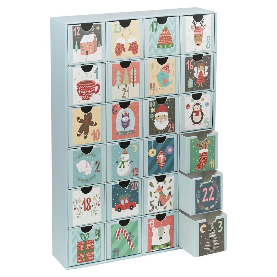 image 1 of 3D Christmas Advent Calendar Pull Out Cardboard Countdown Date Numbered Boxes