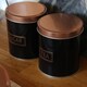 image 7 of Harbour Housewares 3pc Round Metal Tea Coffee Sugar Canister Set - Black/Copper
