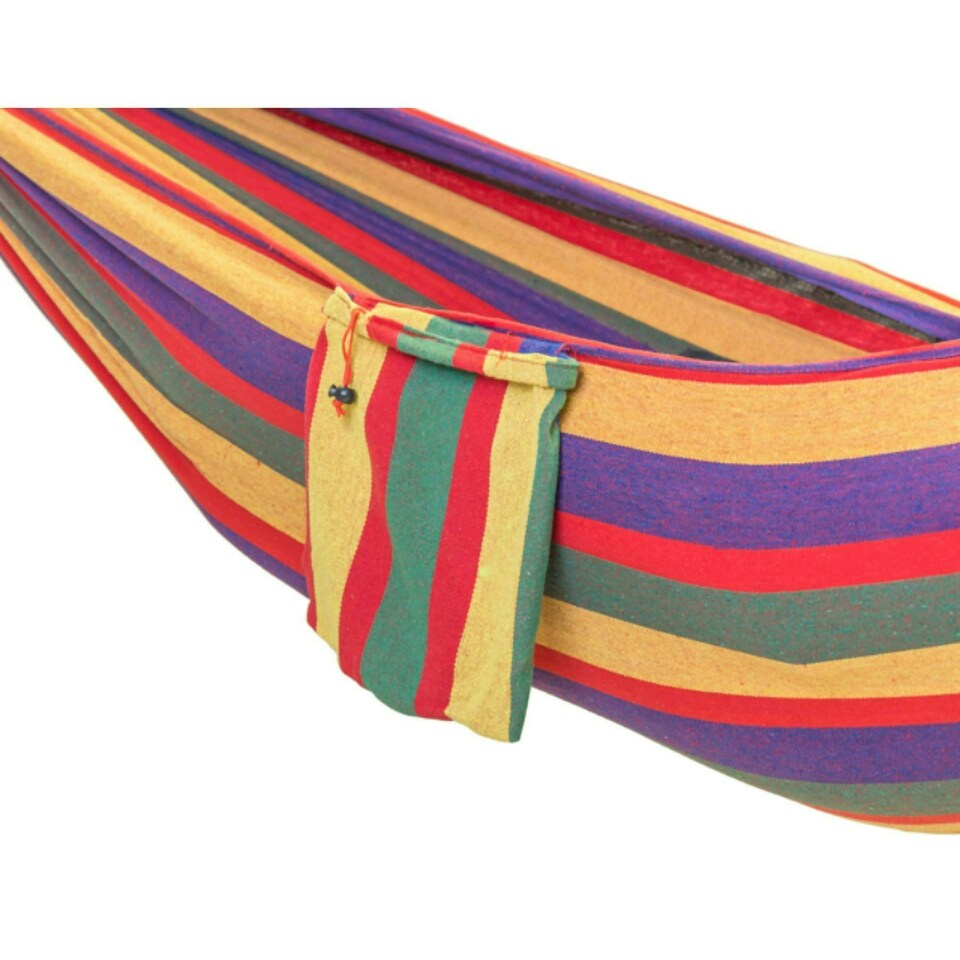 image 1 of Primrose Outdoor Double Hammock with Steel Hammock Stand and Carry Bag Included