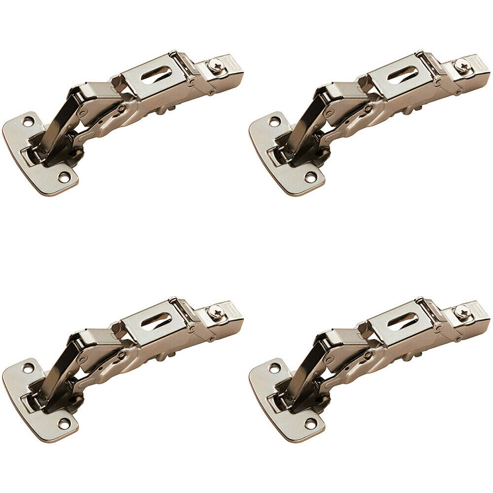 Loops 4x Soft Close Cupboard Hinges 170 Degree Opening Angle Bright Nickel Plate in Metallics