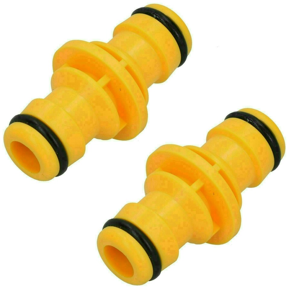 image 1 of 2 Way Male Straight Garden Hose Water Pipe Connector Fast Joiner Coupler 2pc