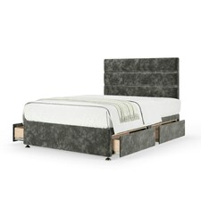 Neptune Spring Charcoal Chenille 4 Drawer Divan Set And Milan Headboard Small Double