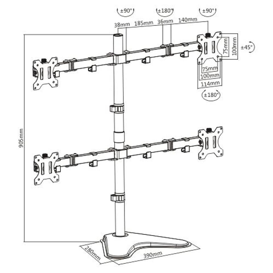 image 1 of TekBox Quad Screen Monitor Mount