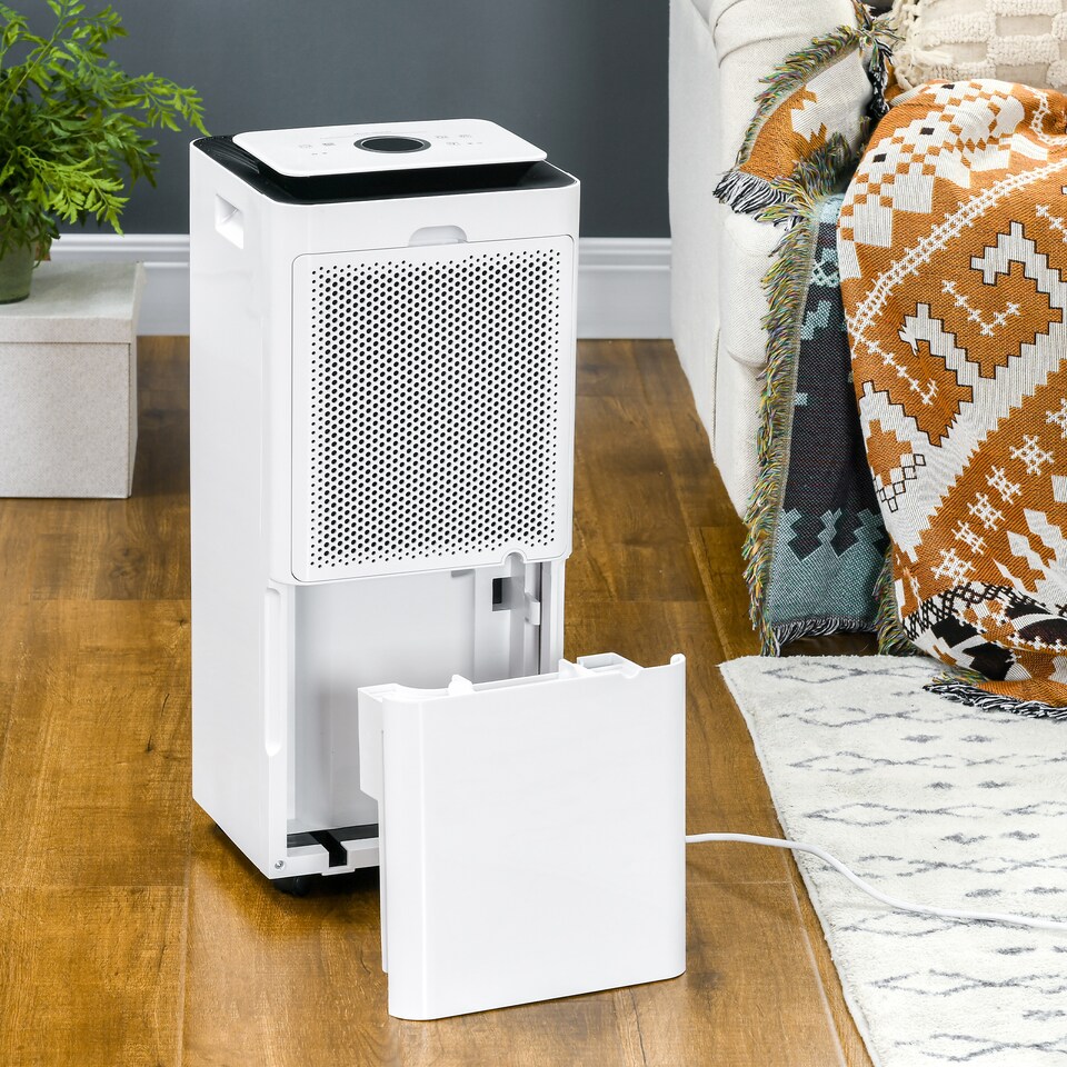 image 1 of HOMCOM 16LDay 3500mL Portable Quiet Dehumidifier with Air Purifier Filter, 24H Timer, 5 Modes, Electric Moisture Air Dehumidifier for Home Laundry Basement, White