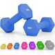 image 1 of SPORTNOW Set of 2 Hexagonal Dumbbells Weights Pair, 2 x 2kg, Blue