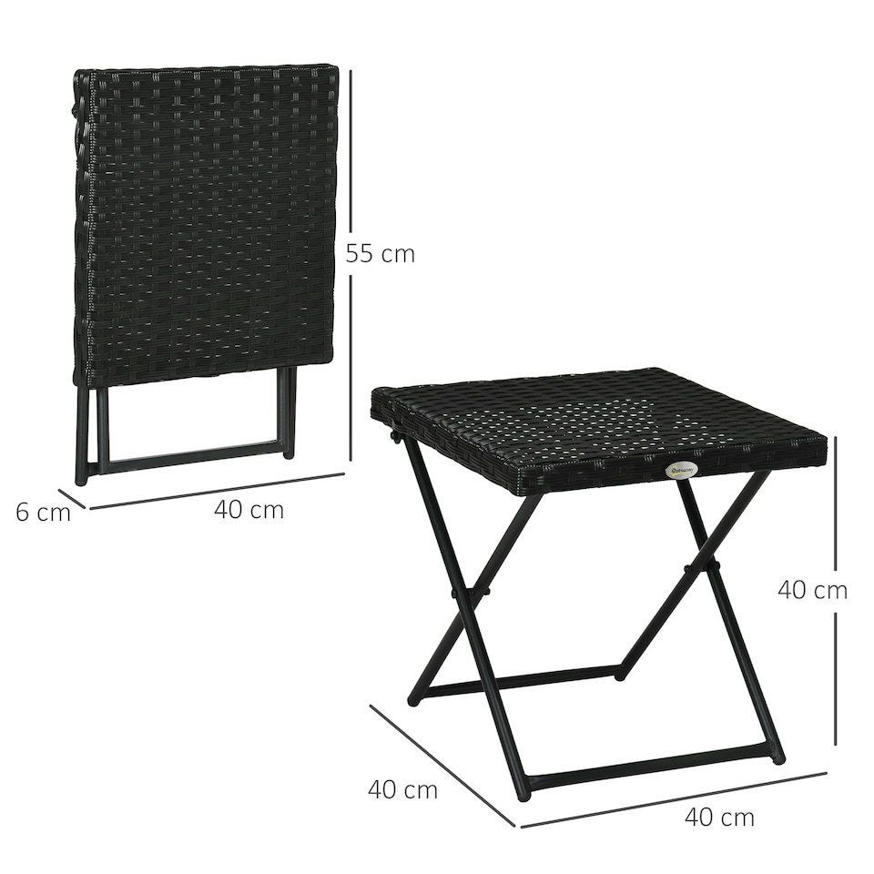 image 1 of Outsunny Folding Square Rattan Coffee Table with Steel Frame Bistro