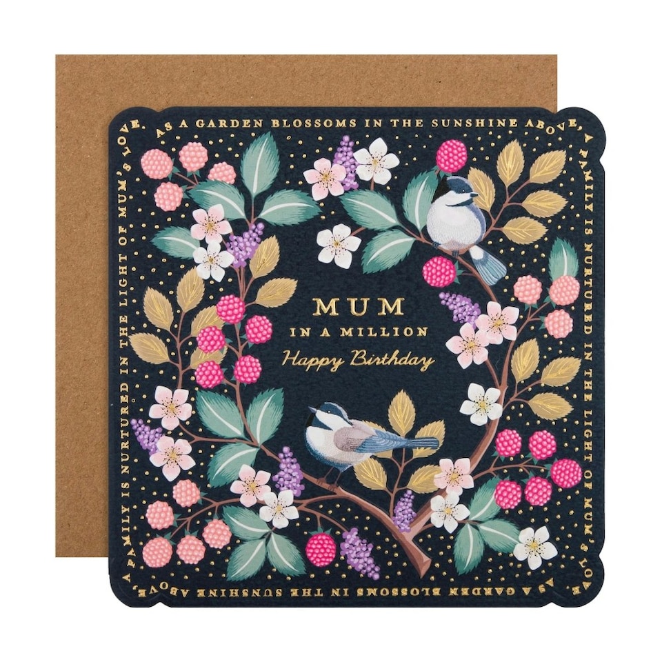 image 1 of Raspberries Flower Border Design Mum Birthday Card