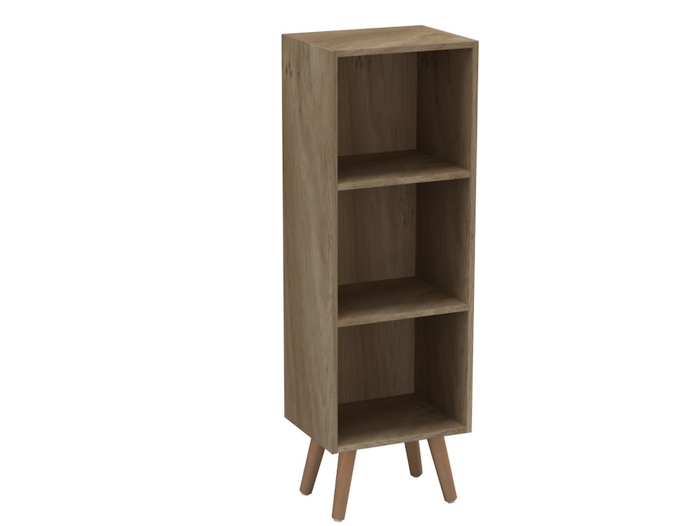 image 1 of 3-Tier Cube Display Cabinet with Scandinavian Legs | Brown | Oak & Beech | 1