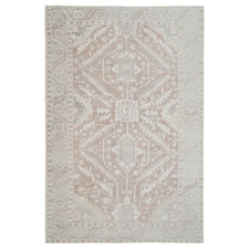 KUKOON Neutral Beige Medallion Non Slip Washable Low Pile Rug 160cm x 230cm Cream
