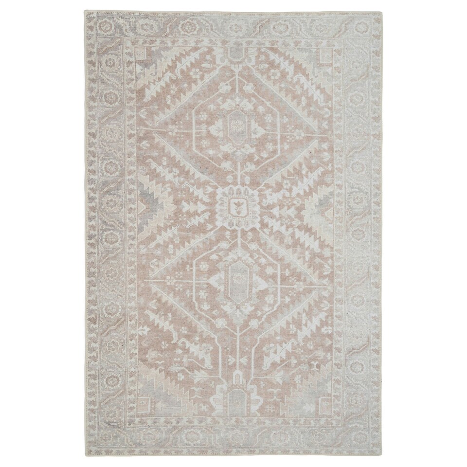 image 1 of KUKOON Neutral Beige Medallion Non Slip Washable Low Pile Rug 160cm x 230cm Cream