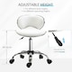 image 3 of HOMCOM Adjustable Rolling Swivel Beauty Salon Chair, Stool for Spa, Technician - White