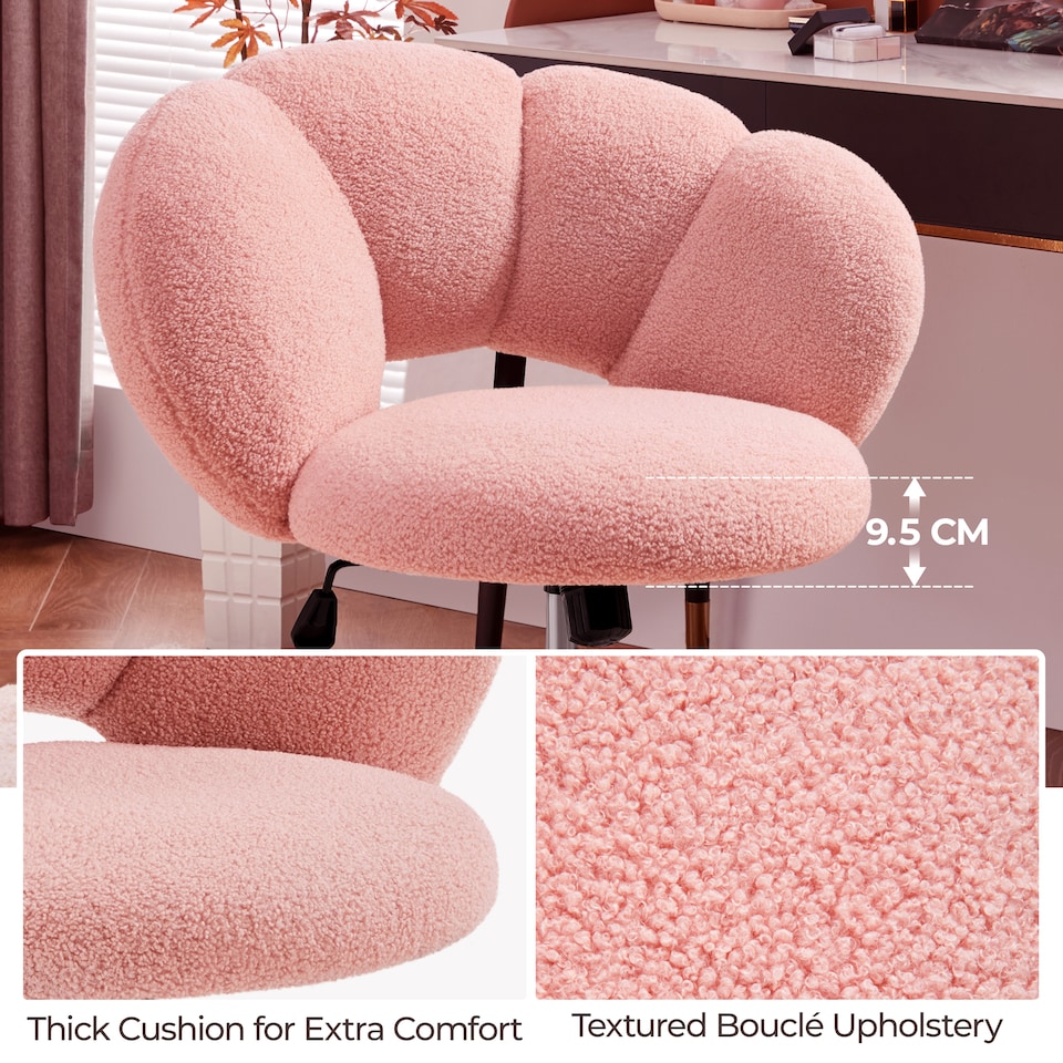 image 1 of Yaheetech Leisure Upholstered Desk Chair with Cloud-Shaped Backrest
