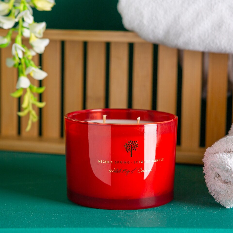 image 1 of Nicola Spring Soy Wax Scented Candles - 350g - Wild Fig & Cassis - Pack of 3 | Red | Red