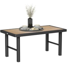 Outsunny Garden Coffee Table with SPC Woodgrain Tabletop Wood Effect Brown | Brown