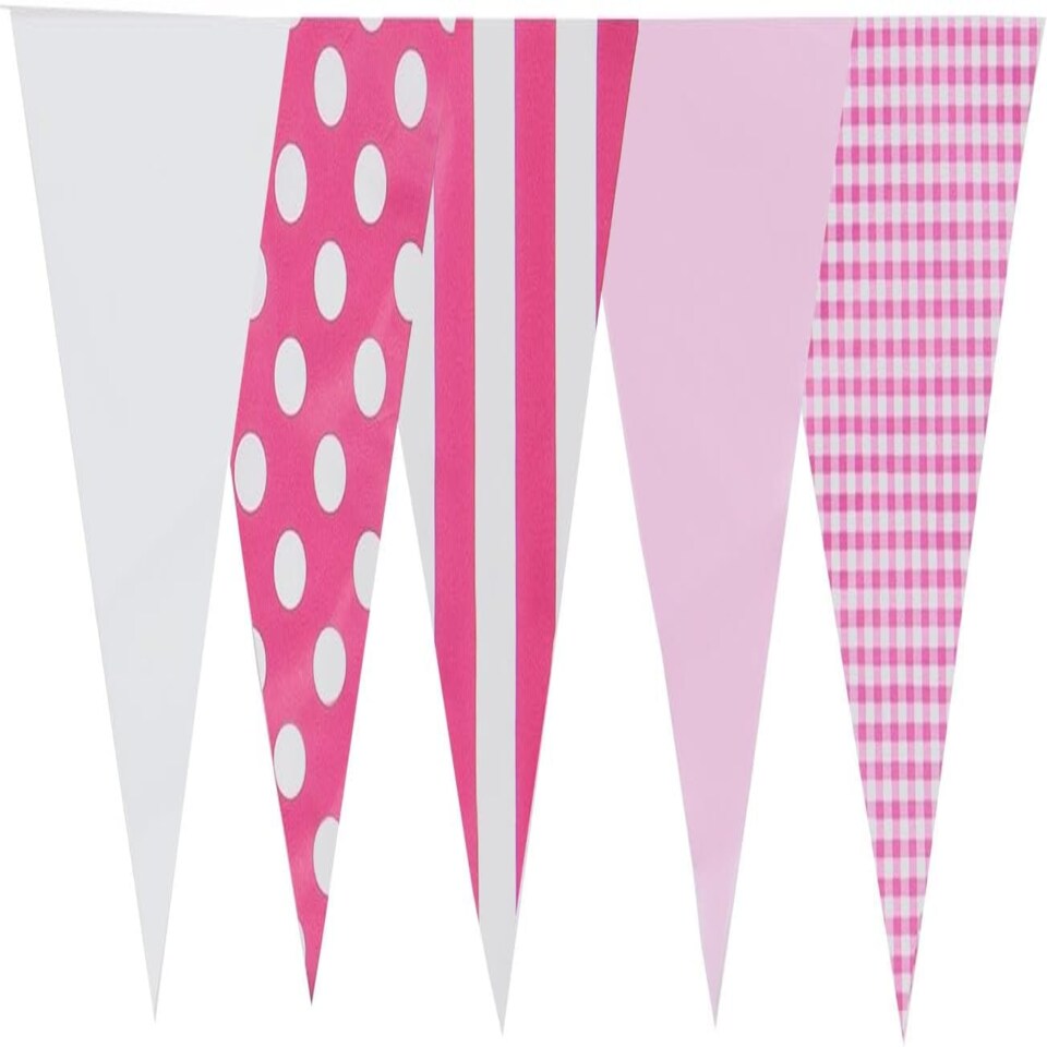 image 1 of Pink Mix Baby Shower Party Bunting 10m with 20 Pennants