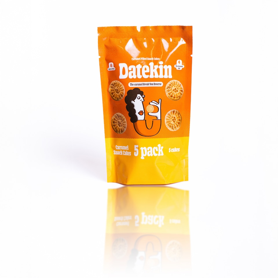image 1 of Datekin Caramel Filled Cakes (5 x 15g Pack)
