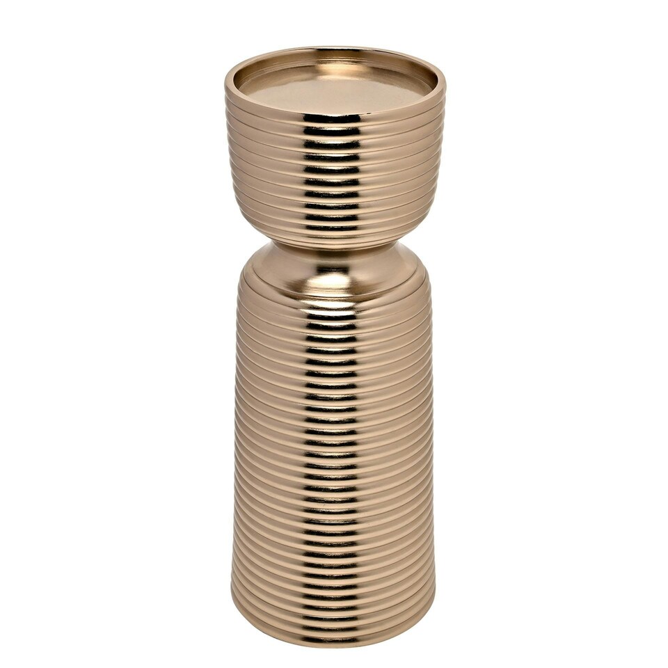 image 1 of Hestia Gold Pillar Candle Holder - Medium Gold