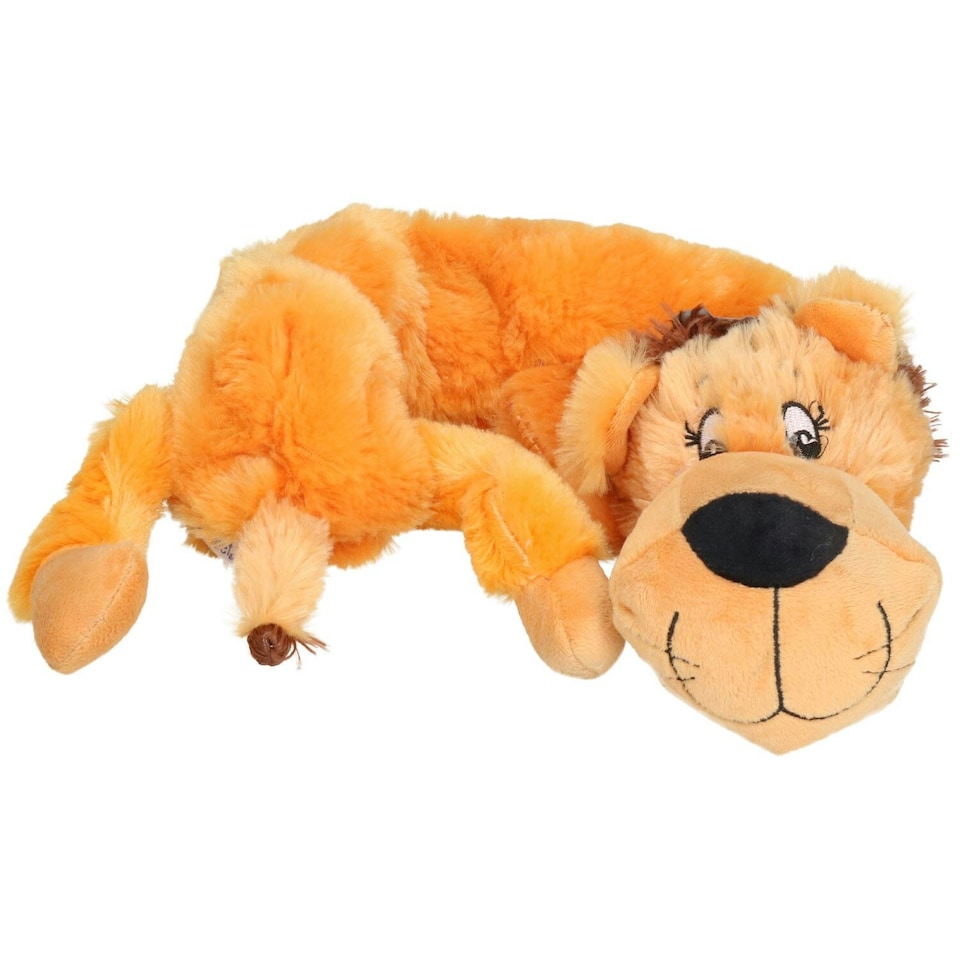 image 1 of Plush Super Soft Unstuffed Wild Crinkler Lion Dog Toy With Squeak 60x14x9cm
