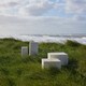 image 5 of Dice Square Coffee Table Set in Light Travertine Effect