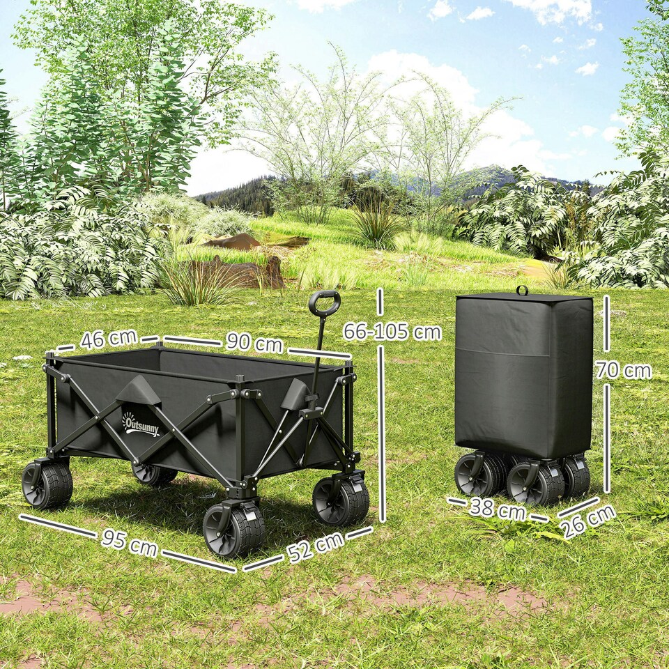 image 1 of Outsunny Foldable Garden Cart, Outdoor Utility Wagon with Carry Bag, Camouflage