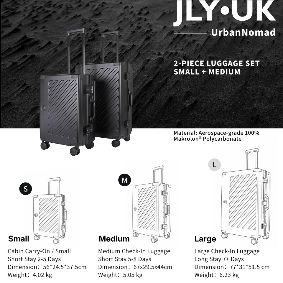 image 1 of Zipperless Suitcase Set, PC Hard Shell, Small & Medium, TSA Lock