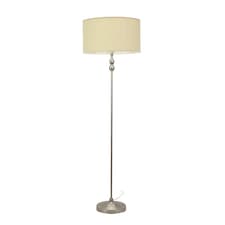 ValueLights Maggie Chrome Candlestick Floor Lamp Natural Shade | Cream