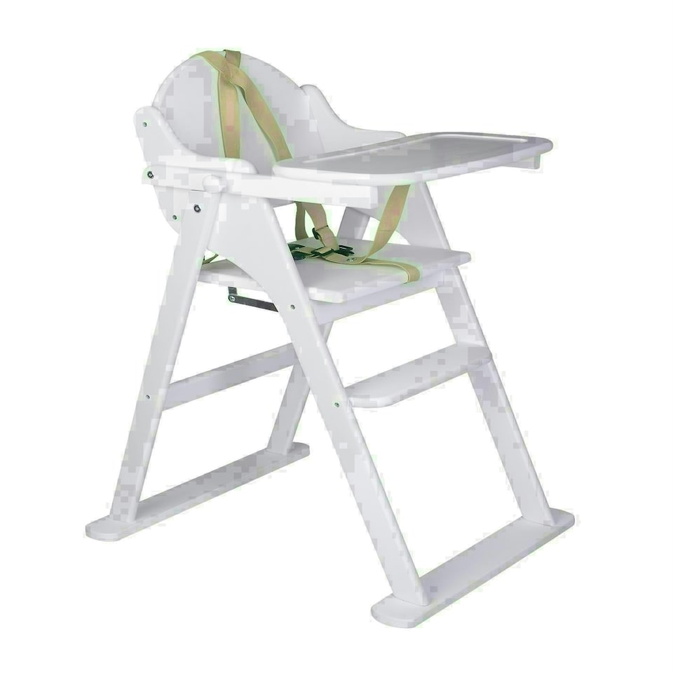 image 1 of Safetots Deluxe Putaway Folding Wooden High Chair, White, Highchair for Baby and Toddler, Pre-Assembled