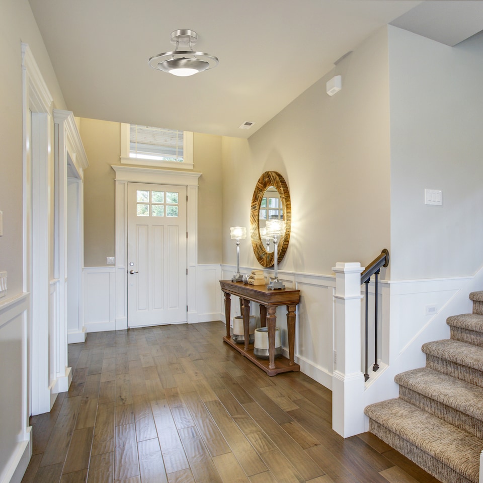 image 1 of Modernistic Semi Flush Energy Saving LED Ceiling Light Fitting in Satin Nickel | Silver