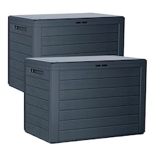 Anthracite Garden Storage Box - Wood Design | Black | Horizontal Stripes | 1