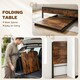 image 3 of HOMCOM Folding Desk with 2-Tier Shelf for Home Office | Black