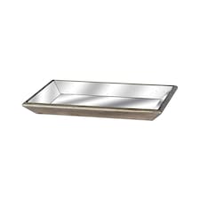 Astor Distressed Mirrored Tray With Wooden Detailing - Gold - 50 x 80cm