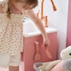 image 5 of Teamson Kids Little Chef Chester Play Kitchen in Peach with Fridge, Stove, 12 Accessories, Shelves & Hooks