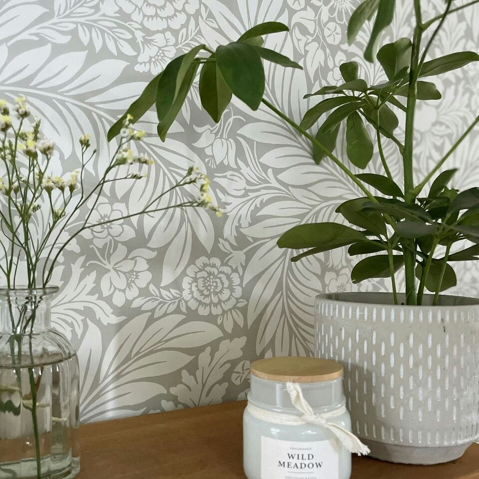 image 1 of Belgravia Florence Leaf Wallpaper - Grey - One Size | Grey