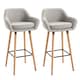 image 1 of HOMCOM Set of 2 Bar Stools Modern Upholstered Seat Bar Chairs with Metal Frame, Solid Wood Legs Living Room Dining Room Fabric Furniture - Beige