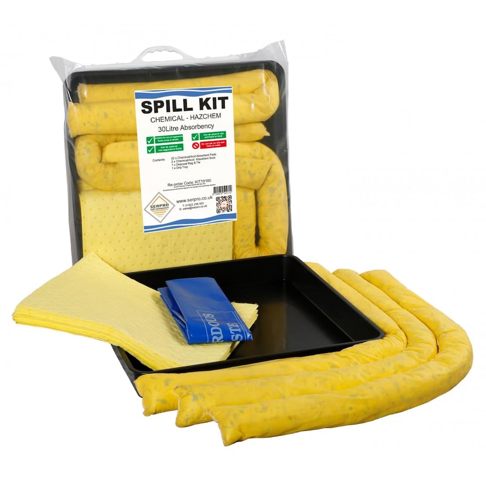 image 1 of 30 Litre Chemical Compact Spill Kit with Drip Tray   Emergency Spill Response Kit for Hazardous Liquids and Chemicals  Portable