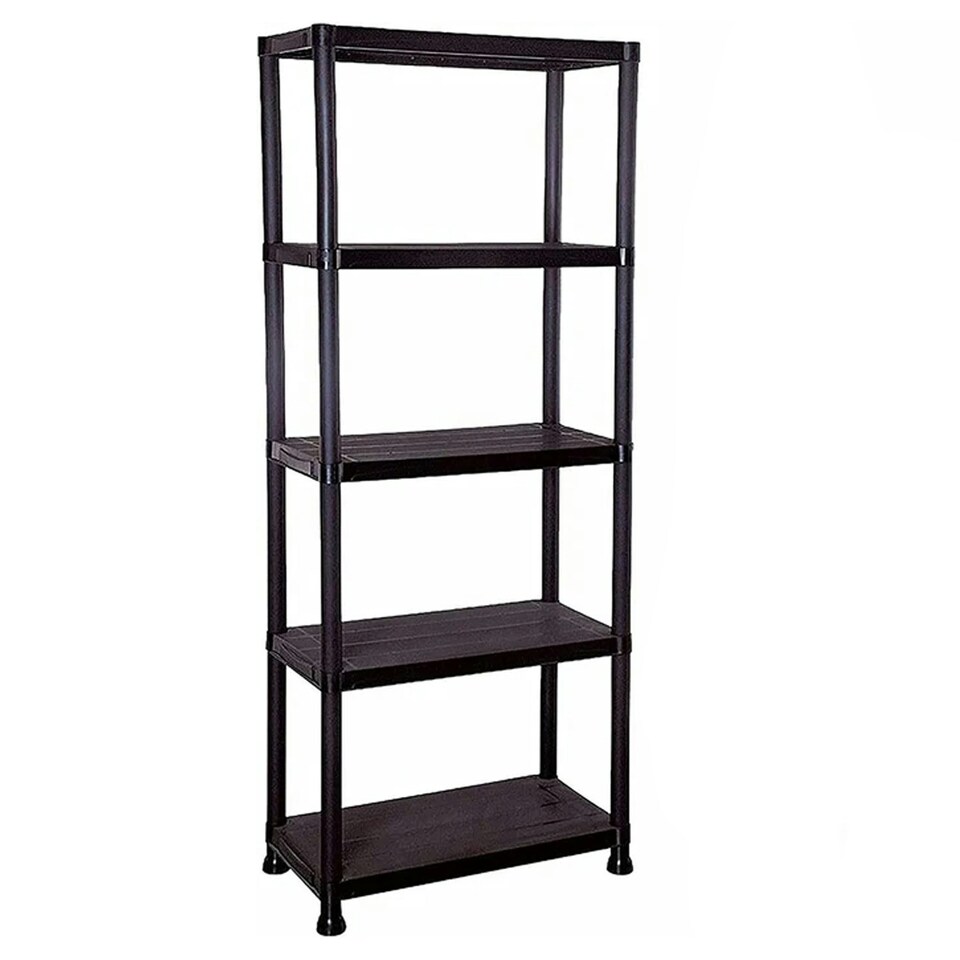 image 1 of 1 x Strong Compact Plastic Storage Shelving Unit Racking 5 Tier Black