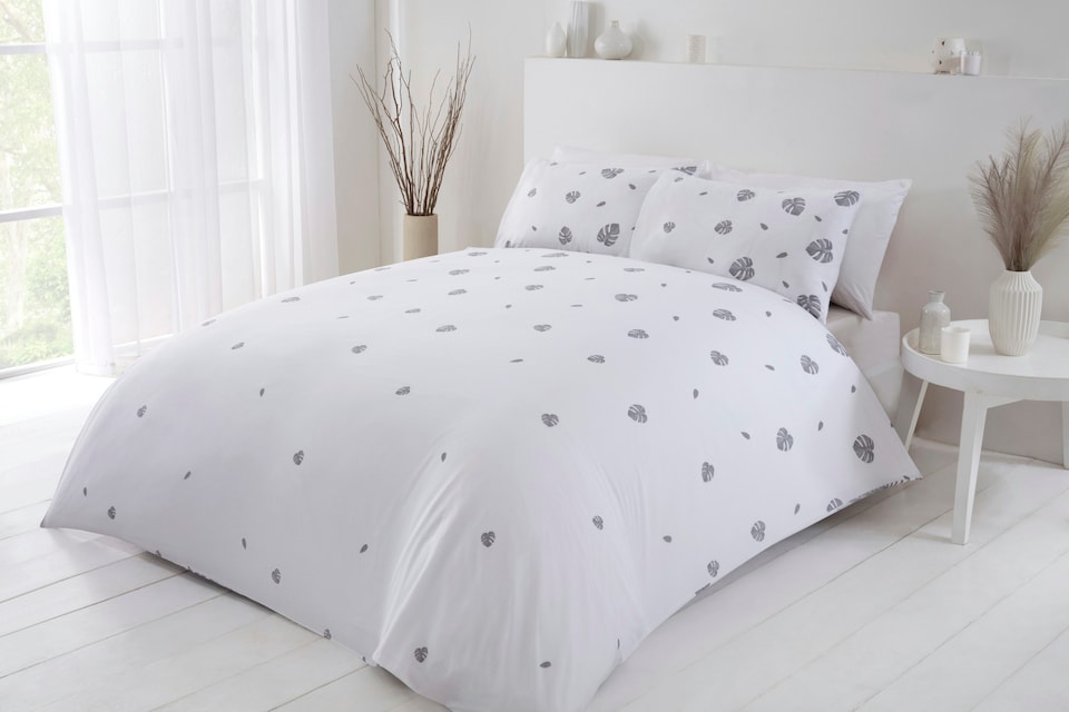 image 1 of PH Tropics Polycotton Duvet Cover Set With Pillowcase | Grey | Single | 1