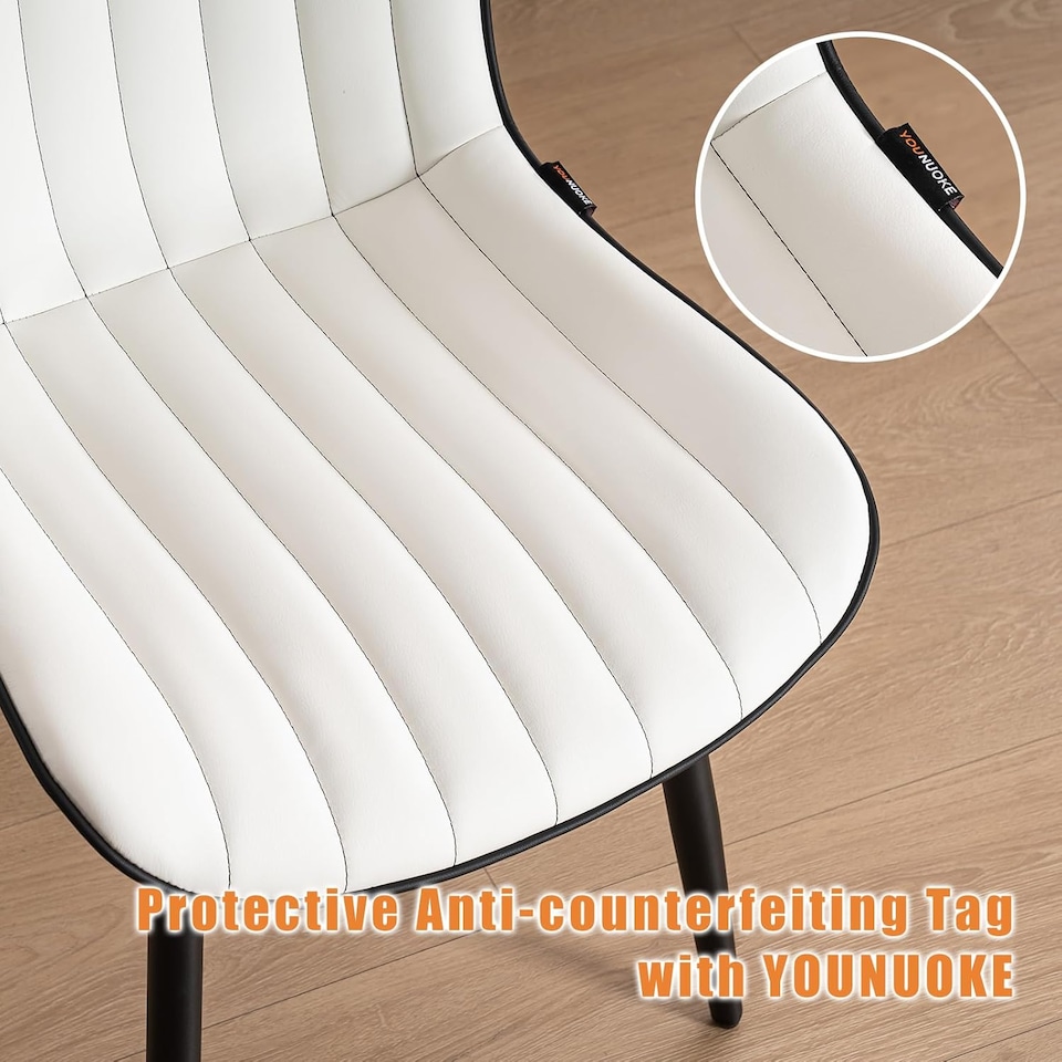 image 1 of Dining Chairs Set of 2 Leather with Sturdy Metal Legs for Home, Office, and Cafe
