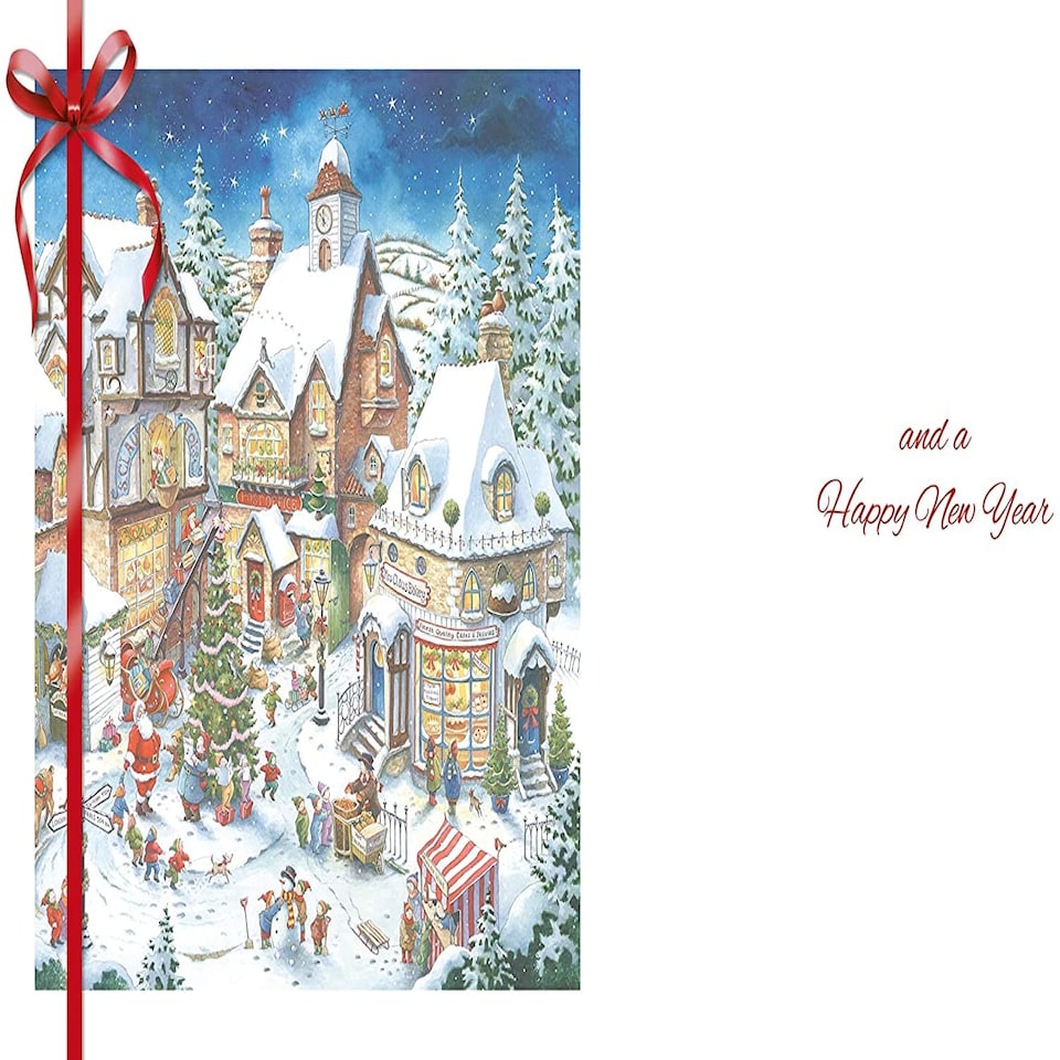 image 1 of Fantastic Colourful 3D Festive Village Christmas Card