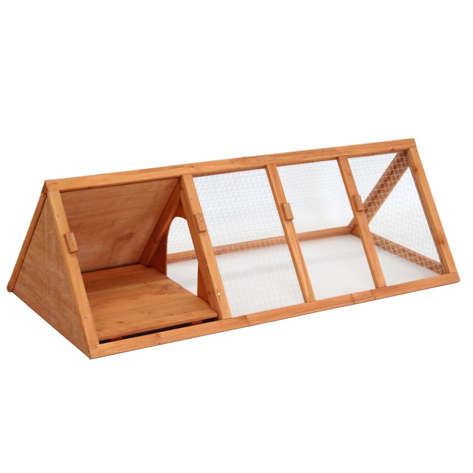 image 1 of Wooden Outdoor Triangle Rabbit Guinea Pig Pet Hutch Run Cage