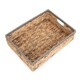 image 1 of Shallow Rectangular Water Hyacinth with Grey Rope Border Storage Basket Brown | Brown | L