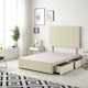image 1 of Texas Divan Bed Base with 2 Drawers & 30 Inch Headboard Linen Fabric | Yellow | Beige