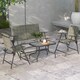 image 10 of Outsunny Outdoor 4 Pieces Patio Furniture Set with Breathable Mesh Fabric Seat & Backrest, Garden Set with Two Foldable Armchairs, a Loveseat & Glass Top Table, Mixed Grey