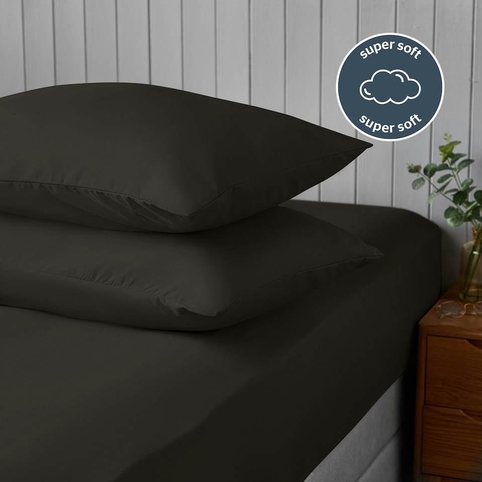 image 1 of Silentnight Supersoft Pillowcases - 2 Pack Black