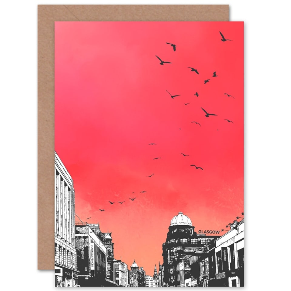 image 1 of Rooftop Birds Glasgow Scottish Scotland Card
