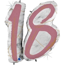 Age 18 Rose Gold Marble Mate Holographic Helium Foil Giant Balloon 97cm / 38 in