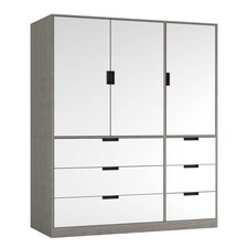 RIGA 3 Door 6 Drawer Wardrobe | Grey | Cedar Grey & White | 10 x 44.5 x 79 | 1