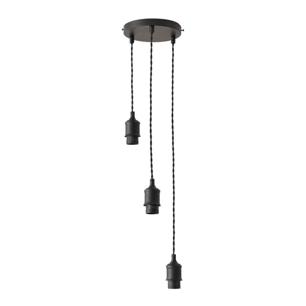 ValueLights Shaw Cluster Drop 3 Way Matte Black Adjustable Pendant Ceiling Light Black
