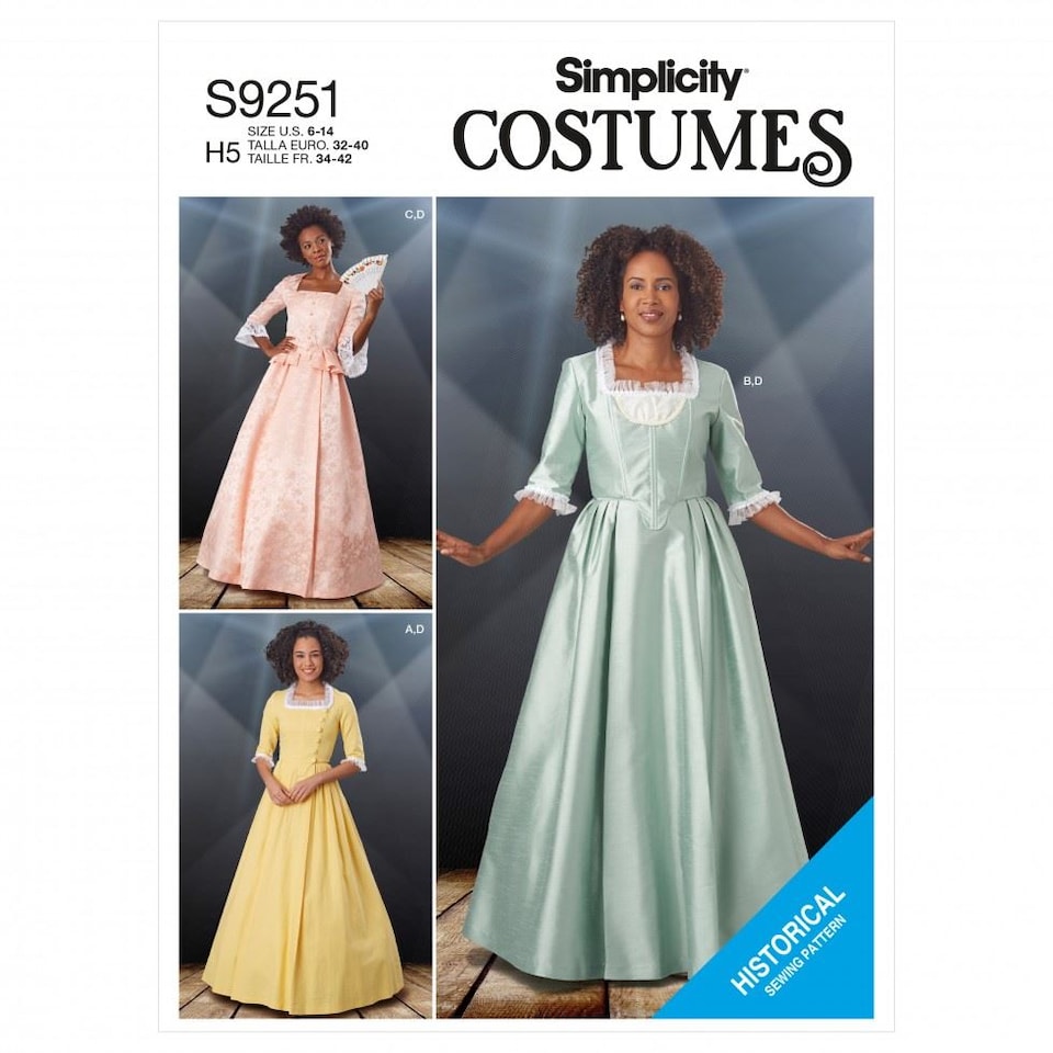image 1 of Simplicity 9251 Paper Sewing Pattern – Women’s Costumes & Vintage Style, Size R5 (14–16–18–20–22), Intermediate