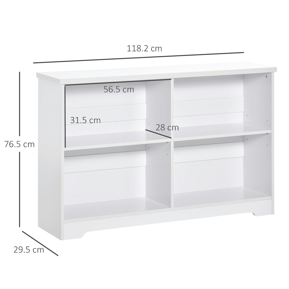 image 1 of HOMCOM Simple Modern 4-Compartment Low Bookcase w/ Shelves Cube
